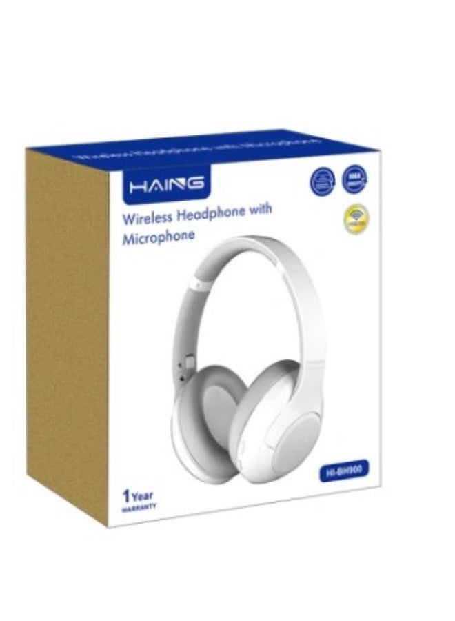 Haing Wireless Headphone with Microphone White - Image 1