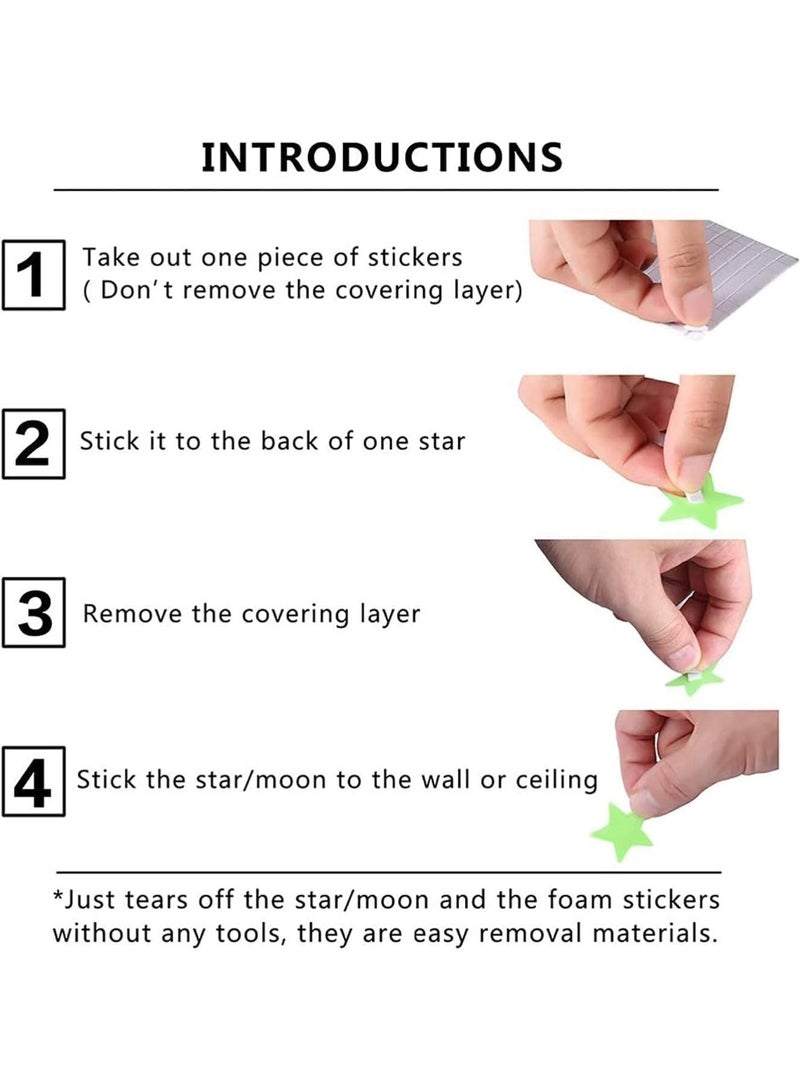 Luminous 3D Glow in The Dark Stars - Glow Stars Stickers for Ceiling, Adhesive 100pcs 3D Glowing Stars for Starry Sky,Wall Decals for Home Decoration - Image 2