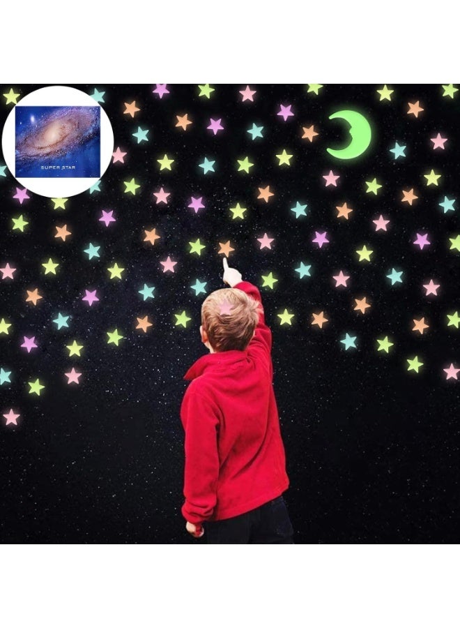 Luminous 3D Glow in The Dark Stars - Glow Stars Stickers for Ceiling, Adhesive 100pcs 3D Glowing Stars for Starry Sky,Wall Decals for Home Decoration - Image 4