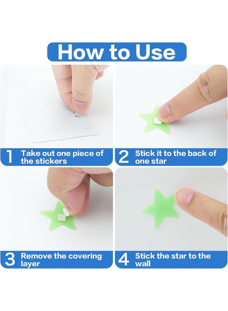 Luminous 3D Glow in The Dark Stars - Glow Stars Stickers for Ceiling, Adhesive 100pcs 3D Glowing Stars for Starry Sky,Wall Decals for Home Decoration - Image 5