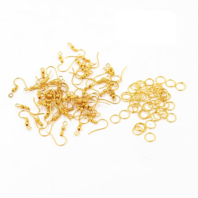 IVEI DIY Earring Hooks & Jump Rings for Jewellery Making – Bulk Pack | DIY Projects, Quilling & Craft | Ideal for Artists, Professionals, Kids (Set of 50 - Golden) - Image 4