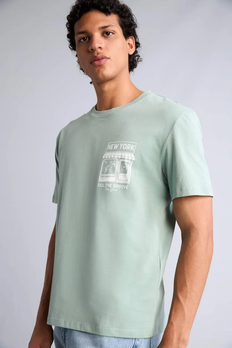 DeFacto Regular Fit 100% Cotton Printed Short Sleeve T-Shirt