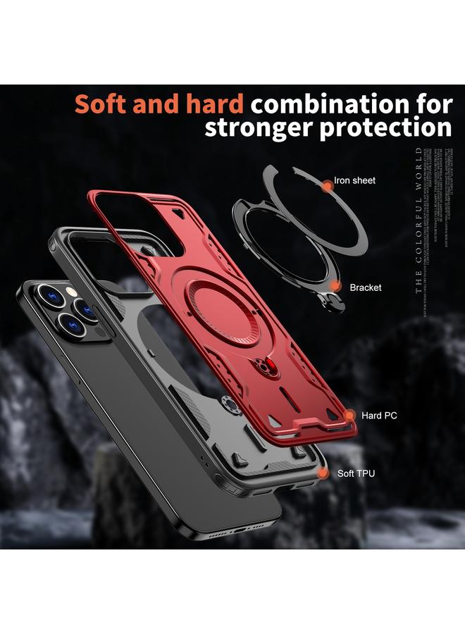زبون جراب لهاتف iPhone 13 Pro PC Hybrid TPU Armor MagSafe Ring Holder جراب هاتف - Image 5