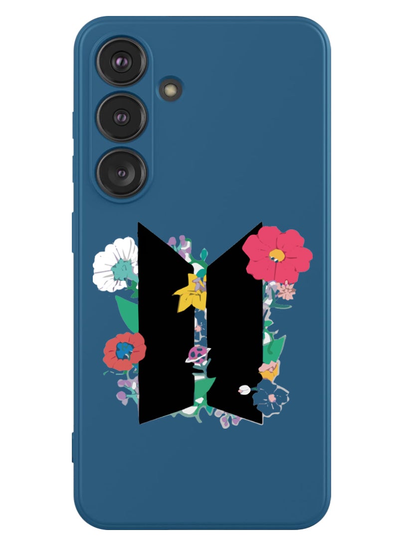 Theodor Protective Slim Fit Case Liquid Silicone Cover with Full Body Protection Anti-Scratch Shockproof Case For Samsung Galaxy S24 Plus (Blue) - BTS floral B - Image 1