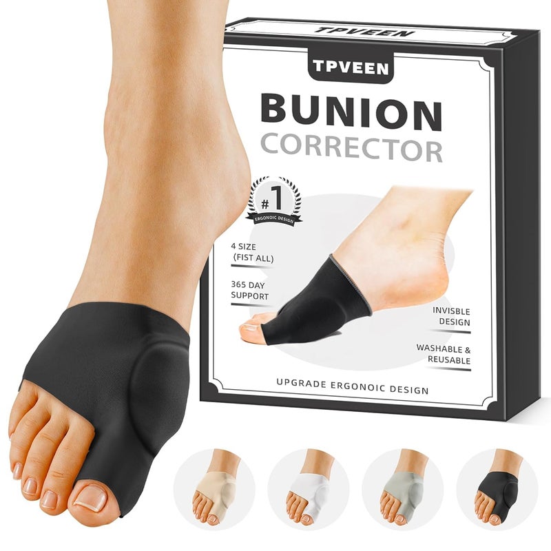 TPVEEN Bunion Corrector Relief SleeveToe Socks for Hallux ValgusAnti Slip Gel Cushion PadsBig Toe Alignment ReliefBunion pain for Men Women MIDDLEMEN 57WOMEN 759 BLACK
