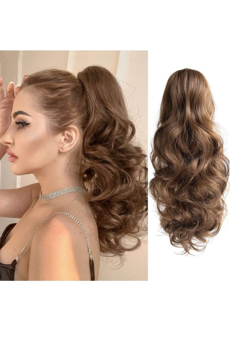 إستيل وصلات شعر تمديد ذيل حصان مخلب شعر مستعار صناعي مموج شعر مستعار صناعي في شعر مستعار يومي منفوش مجعد ذيل حصان قطع شعر أشقر للنساء بني - Image 1