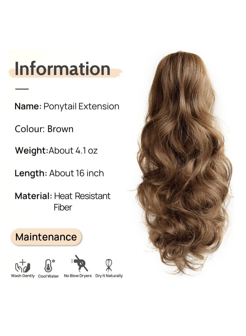إستيل وصلات شعر تمديد ذيل حصان مخلب شعر مستعار صناعي مموج شعر مستعار صناعي في شعر مستعار يومي منفوش مجعد ذيل حصان قطع شعر أشقر للنساء بني - Image 2