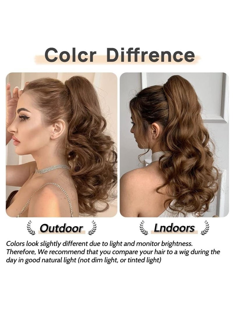 إستيل وصلات شعر تمديد ذيل حصان مخلب شعر مستعار صناعي مموج شعر مستعار صناعي في شعر مستعار يومي منفوش مجعد ذيل حصان قطع شعر أشقر للنساء بني - Image 4