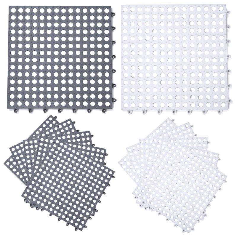 BHAVENA Modular Interlocking Floor Tiles, 11.8” PVC Waterproof Mats with Drain Holes for Bathroom, Kitchen, Patio & Pool | Anti-Slip, Quick Install | Pack of (16) - Image 2