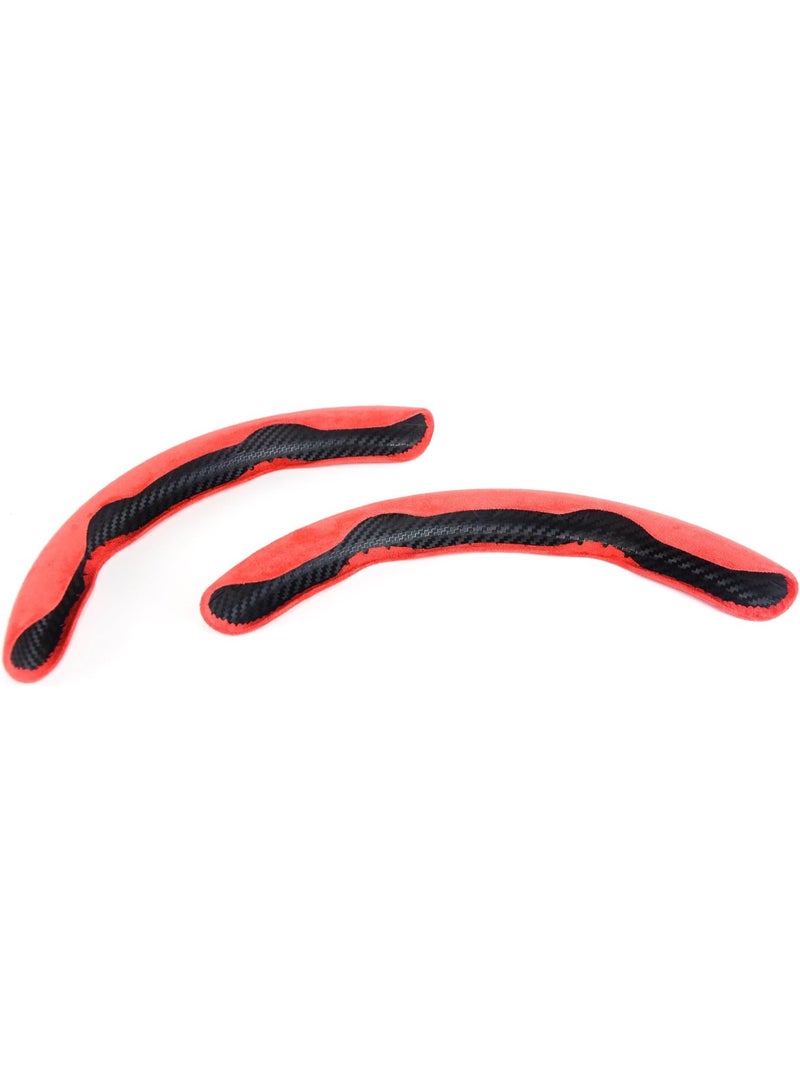 Carbon Fiber Anti-Skid Steering Wheel Cover Protector, 2 Pcs Segmented Steering Wheel, Durable, Easy to Install - Red - Image 3