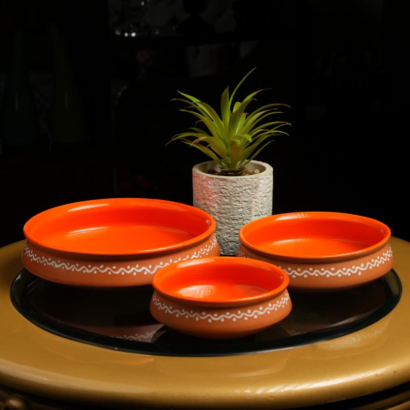 Caffeine Ceramic Handmade Brown Terracotta Serving Bowl Set of 3 (Large 500ml, Medium 250ml, Small 100ml) - Image 5