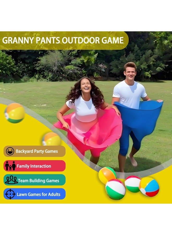 lipmo Granny Pants Outdoor Game, 2 Pack Granny Pants Yard Game for Adults and Family, Giant Outdoor Games with 8 Bouncy Balls for Party Backyard Lawn Christmas Family Reunion Games - Blue & Pink - Image 2