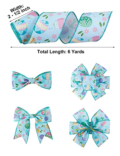 SIMISI RIBBON Wired Burlap Ribbon Easter Egg Bunny Ribbons Craft Ribbon for Easter Day DIY Present Wrapping, Home Decoration, 2-1/2 inch, 6 Yards - Image 2