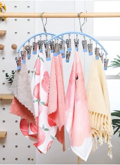 Arabest Clothes Drying Rack, 2pcs Hanging Drying Rack with 10 Clips Laundry Drying Rack for Drying Socks, Bras, Towel, Underwear, Baby Clothes, Blue  - Image 3