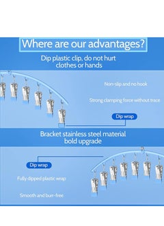 Arabest Clothes Drying Rack, 2pcs Hanging Drying Rack with 10 Clips Laundry Drying Rack for Drying Socks, Bras, Towel, Underwear, Baby Clothes, Blue  - Image 5