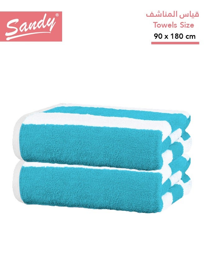 Sandy Premium Hotel Quality Large Beach Towel 100% Cotton Made in Egypt Soft Quick Drying and Highly Absorbent (2 Pack - 90x180 cm) Turquoise - Image 1