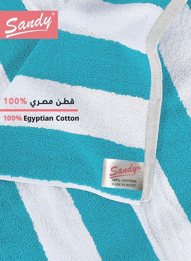 Sandy Premium Hotel Quality Large Beach Towel 100% Cotton Made in Egypt Soft Quick Drying and Highly Absorbent (2 Pack - 90x180 cm) Turquoise - Image 3