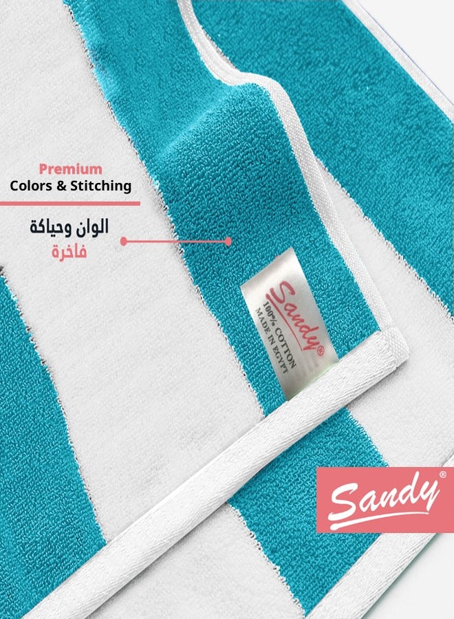 Sandy Premium Hotel Quality Large Beach Towel 100% Cotton Made in Egypt Soft Quick Drying and Highly Absorbent (2 Pack - 90x180 cm) Turquoise - Image 4