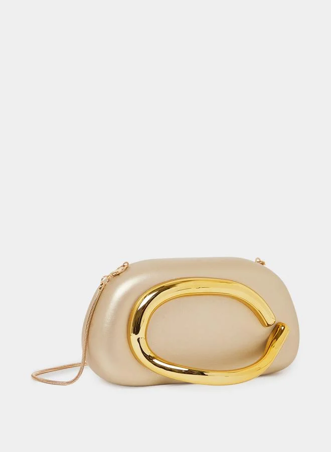 ستايلي Gold-Tone Clutch with Metal Trim