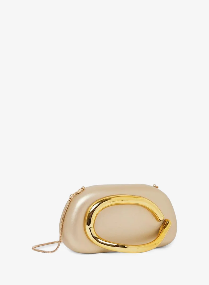 Styli Gold-Tone Clutch with Metal Trim