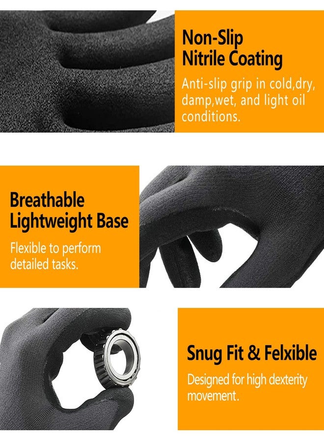 NEOTRIL قفازات عمل آمنة من نيوتريل، مطلية بالنتريل الرغوي الدقيق - 3 أزواج، قفازات عمل من النايلون المحبوك بدون خياطة، عبوة بالجملة، قفازات عمل ذات قبضة للرجال والنساء، أعمال خفيفة، سيارات، مستودعات (رمادي، متوسط) - Image 4