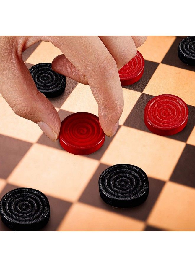 Skylety 72 Pieces Wooden Checkers 1.06 Inch Checkers Board Game Pieces Stackable Ridge In Drawstring Storage Pouch For Checkers Backgammon Game Red And Black  - Image 5