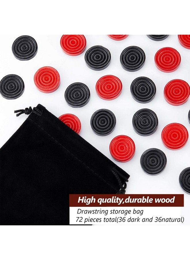 Skylety 72 Pieces Wooden Checkers 1.06 Inch Checkers Board Game Pieces Stackable Ridge In Drawstring Storage Pouch For Checkers Backgammon Game Red And Black  - Image 4
