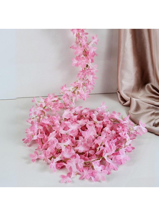 Satyam Kraft SATYAM KRAFT 2 Lines Artificial Ixora Flower Garlands - Decorative Hanging Plants for Home, Wedding,Home Decor,Office,Living Room,Festivals & Special Occasions (Pack of 2)(Pink)  - Image 1