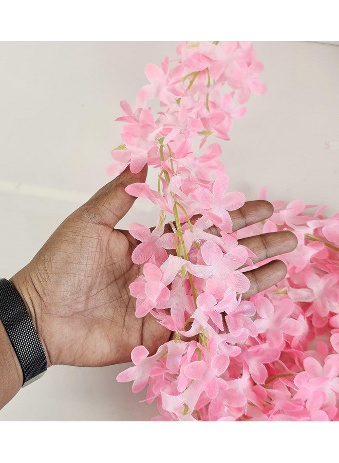 Satyam Kraft SATYAM KRAFT 2 Lines Artificial Ixora Flower Garlands - Decorative Hanging Plants for Home, Wedding,Home Decor,Office,Living Room,Festivals & Special Occasions (Pack of 2)(Pink)  - Image 3