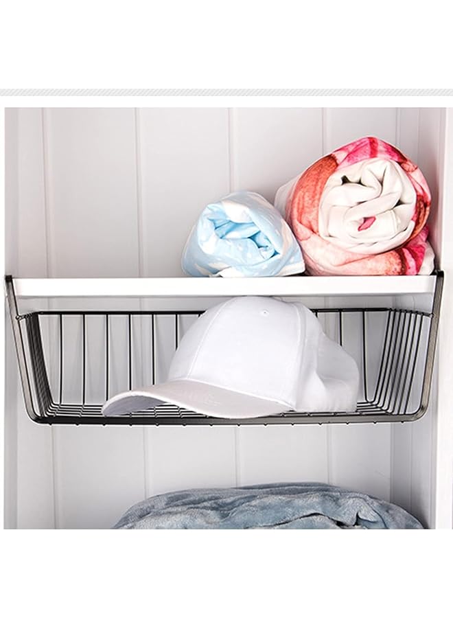 ECVV 2 Pack Kitchen Under Shelf Storage Cabinet Basket Large Lightweight Metal Organizer Rack 40 X 26 X 14 Cm Black - Image 2