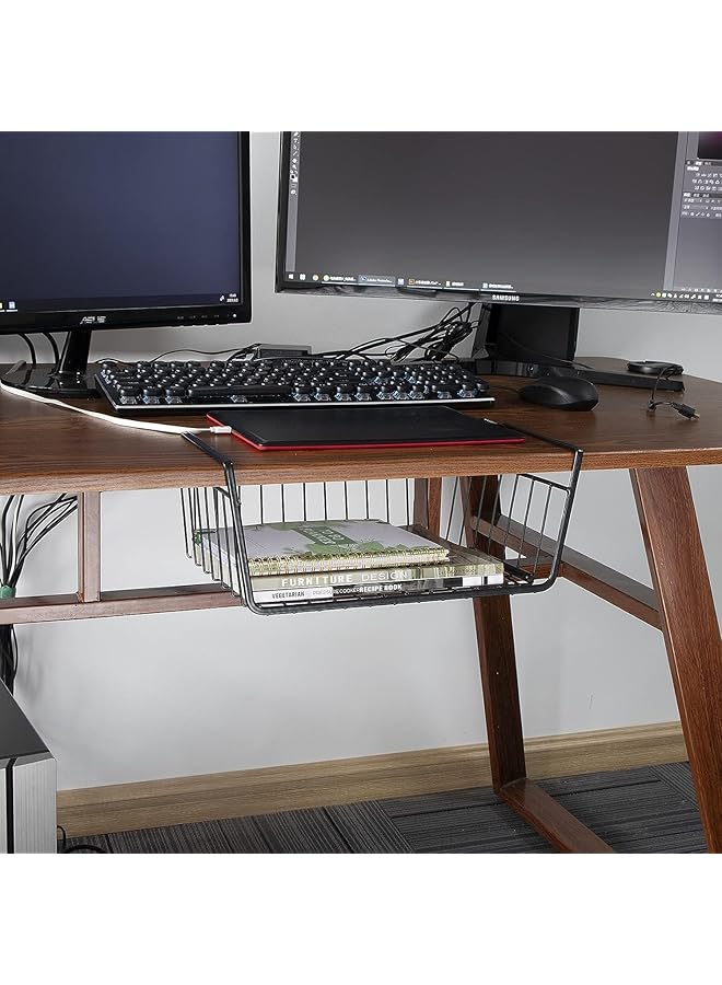 ECVV 2 Pack Kitchen Under Shelf Storage Cabinet Basket Large Lightweight Metal Organizer Rack 40 X 26 X 14 Cm Black - Image 4