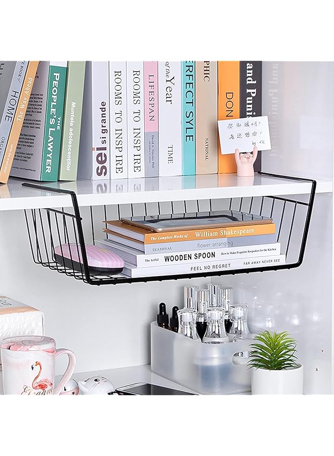 ECVV 2 Pack Kitchen Under Shelf Storage Cabinet Basket Large Lightweight Metal Organizer Rack 40 X 26 X 14 Cm Black - Image 3