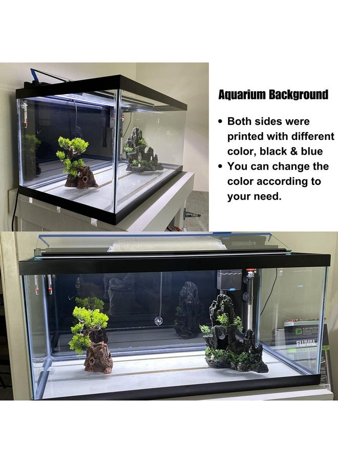 ELEBOX Aquarium Background Blue Black Fish Tank Background Picture 2 Sides Fish Backdrop For Aquarium Wallpaper 20" X 48"  - Image 4