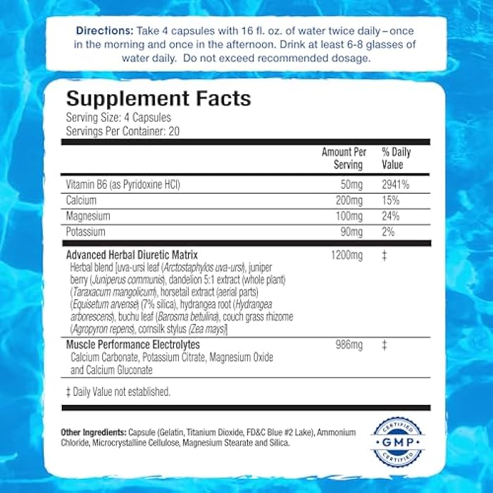 Maximum Human Performance MHP Xpel Maximum Strength Diuretic Water Pills, for Water Retention Relief, Caffeine-Free with Vitamin B-6 Potassium Dandelion Root, 80 Capsules - Image 2