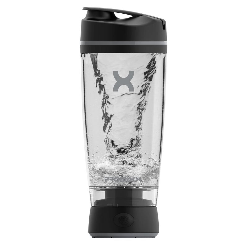 PROMIXX زجاجة شاكر برومكس الأصلية تعمل بالبطارية لاهتزاز البروتين السلس خالية من BPA سعة 20 أونصة باللون الأسود