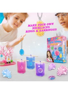 GRAFLO GRAFLO Crystal Growing Jewelry Kit, Make Your Own Crystal Pendants, Sparkling Hair Pins & Ring, Elegant Set for DIY Craft, Girl STEM Kit, Learning Toy Gift for Adolescent & Kids, for 8-12 Years Old  - Image 5