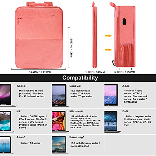 ZINZ Slim & Expandable Laptop Backpack 15 15.6 16 Inch Sleeve with USB Port, Spill-Resistant Notebooks Bag Case for Most 14-16 Inch MacBooks Surface-Books Dell HP Asus Computers,P01K01 - Image 2