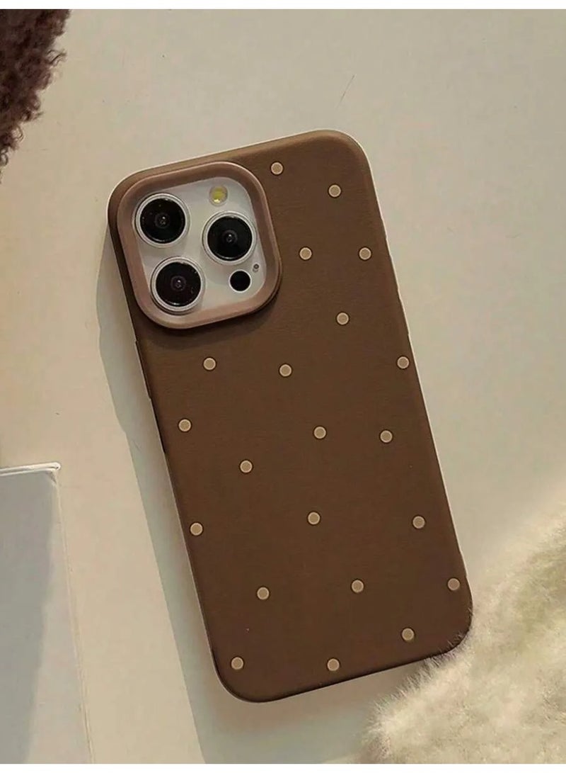 Shein Brown polka dot pattern phone case, simple and stylish protective cover, suitable for iPhone 16 Pro Max, shockproof and scratch resistant - Image 1