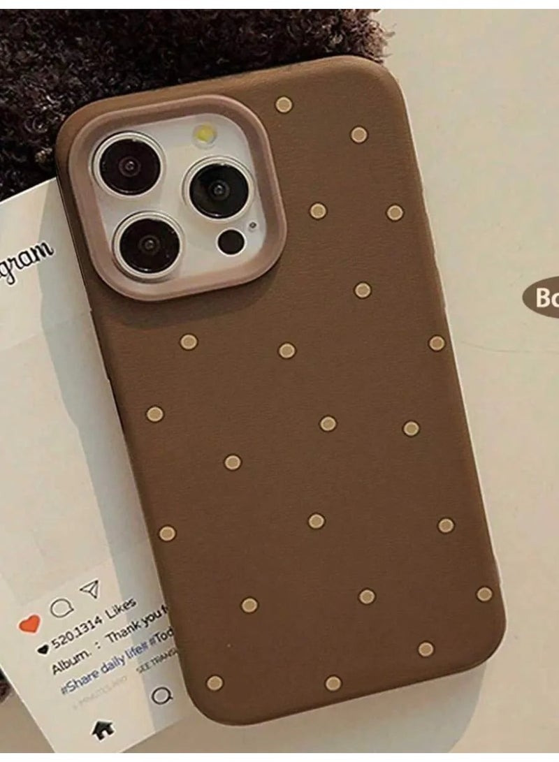 Shein Brown polka dot pattern phone case, simple and stylish protective cover, suitable for iPhone 16 Pro Max, shockproof and scratch resistant - Image 2