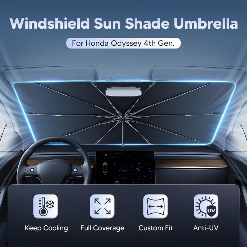Autorder Global simple assemble options Autorder Windshield Sun Shade Umbrella for 2011-2017 Honda Odyssey Accessories,Upgraded Ice Crystal Material,Easy Setup Umbrella Sunshade for Car Windshield,100% Sun Blocking Modern color selections - Image 2