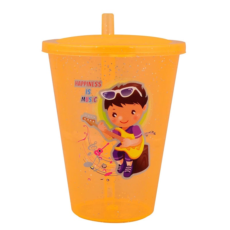 BANCROFT BANCROFT Plastic 200ml Frosty Sipper Glass or Tumbler with Straw and Lid for Juice Water or Soft Drinks Boys and Girls Multicolor Pack of 2  - Image 5