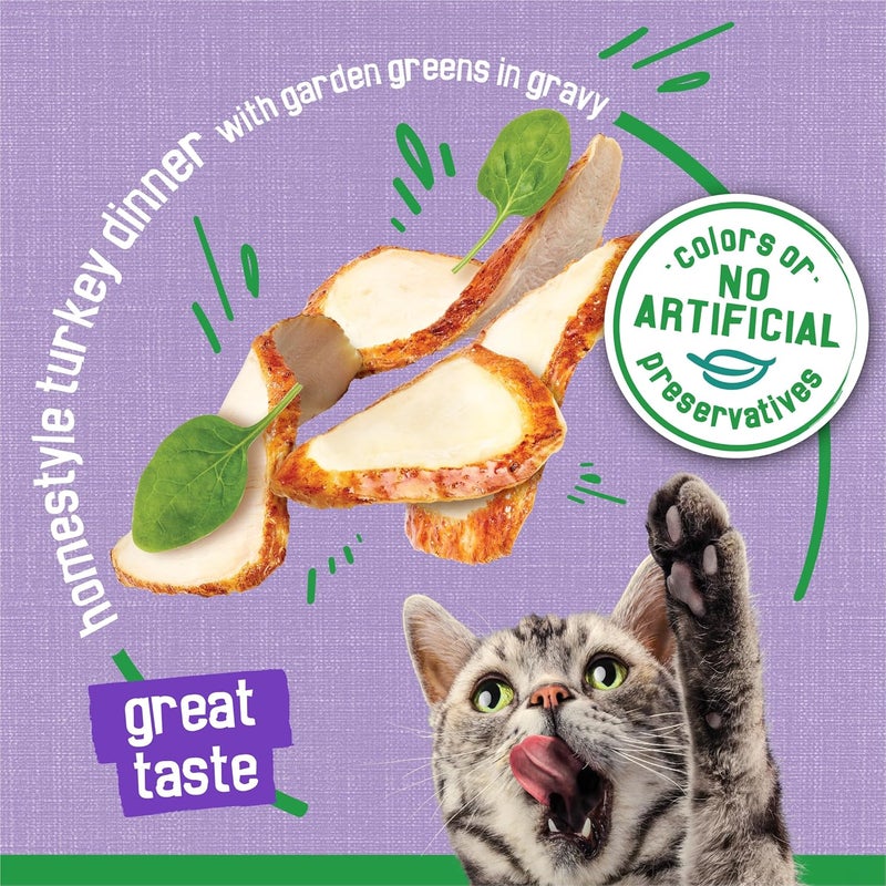 Friskies Purina Indoor Homestyle Turkey Dinner Wet Cat Food with Garden Greens in Gravy - Image 5
