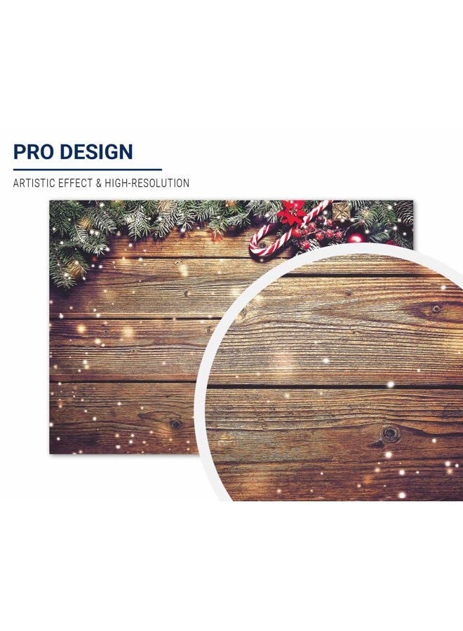 Allenjoy 7X5ft Christmas Fabric Photography Backdrop Snowflake Gold Glitter Xmas Wood Wall Rustic Barn Vintage Wooden Floor Background for Kids Portrait Photo Studio Booth Photographer Props - Image 3