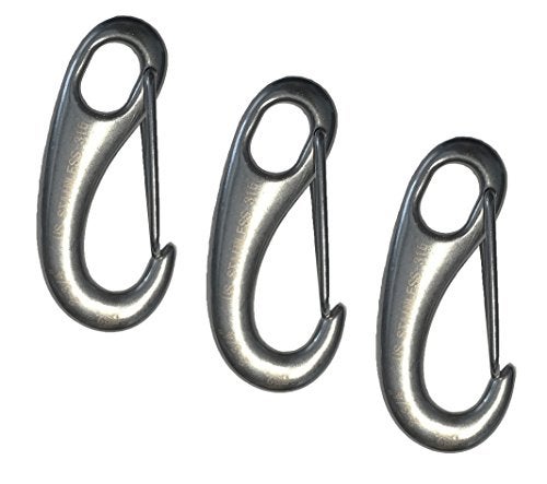 US STAINLESS 3 Pieces Stainless Steel 316 Spring Snap Lobster Claw 2 3/4" Marine Grade - Image 1
