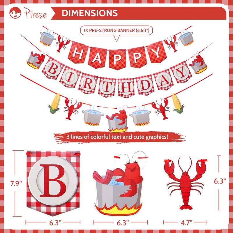 Pirese Crawfish Birthday Banner, Crawfish Birthday Party Decorations, Lobster Decor| Lobster Party Supplies Decorations | Crawfish Decor | Shrimp Seafood Boil Party Supplies | Crawfish Balloon - Image 3