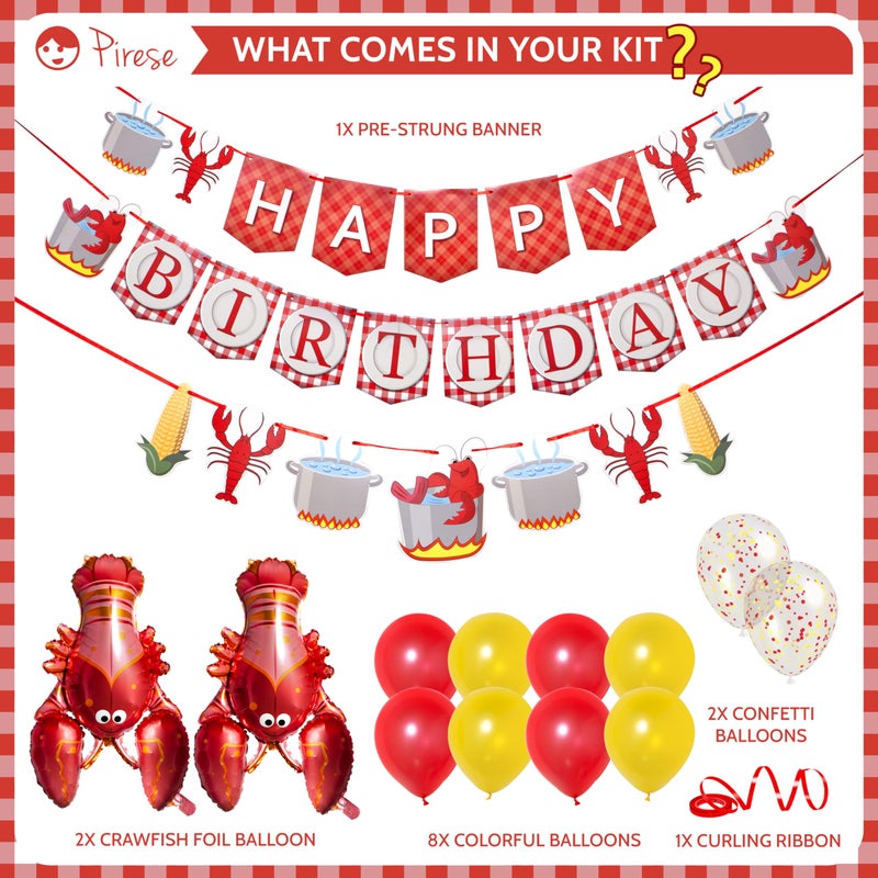 Pirese Crawfish Birthday Banner, Crawfish Birthday Party Decorations, Lobster Decor| Lobster Party Supplies Decorations | Crawfish Decor | Shrimp Seafood Boil Party Supplies | Crawfish Balloon - Image 2