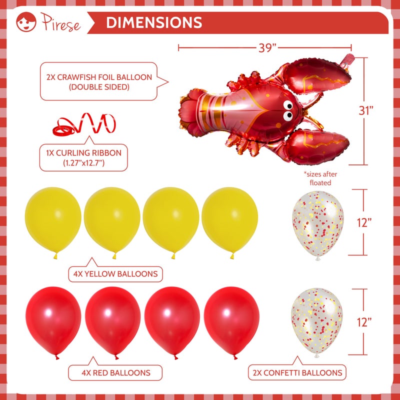 Pirese Crawfish Birthday Banner, Crawfish Birthday Party Decorations, Lobster Decor| Lobster Party Supplies Decorations | Crawfish Decor | Shrimp Seafood Boil Party Supplies | Crawfish Balloon - Image 4