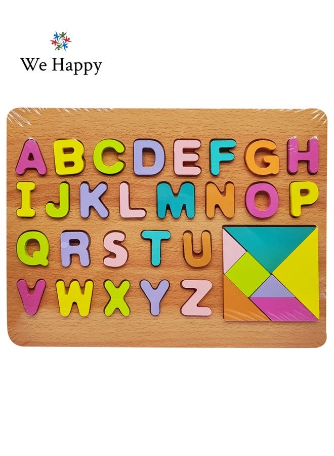 We Happy 34 Pieces Wooden Montessori Toy for Kids – ABC 123 Puzzle Board, Preschool Educational Learning Toy for 3 4 5 Year Old Boys Girls, Alphabet & Number Wooden Toys, Birthday Gift - Image 1