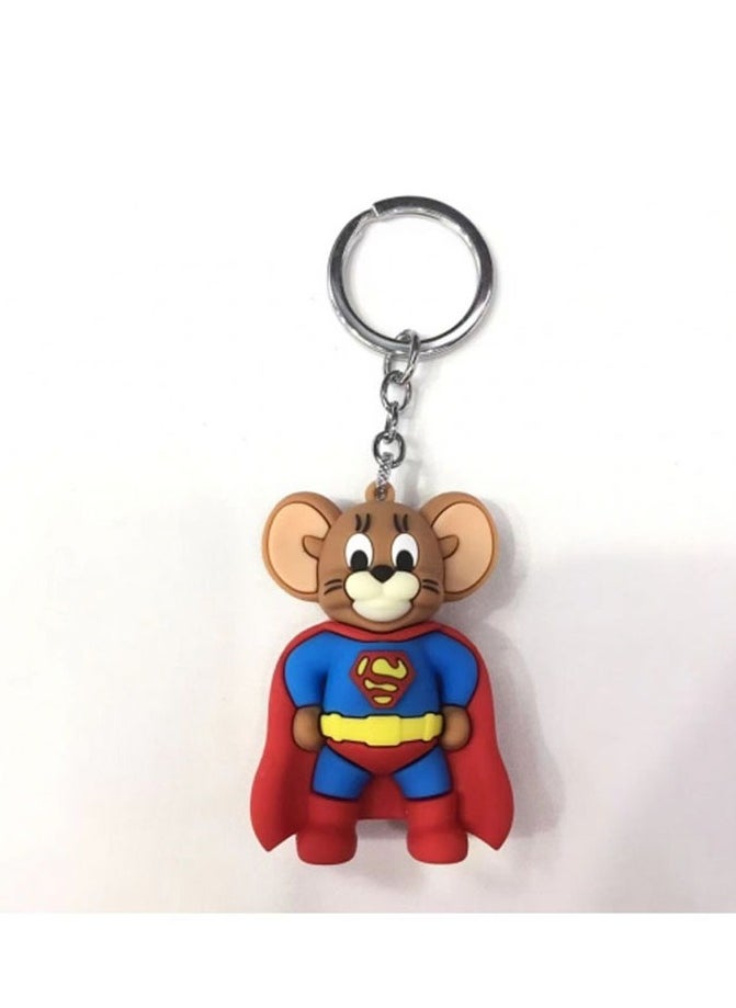 Generic - Distinctive cartoon keychain distinctive accessory keychain with Tom and Jerry character design and Superman mantle that fits with car keys wallet and bag wonderful and beautiful gift - Image 1