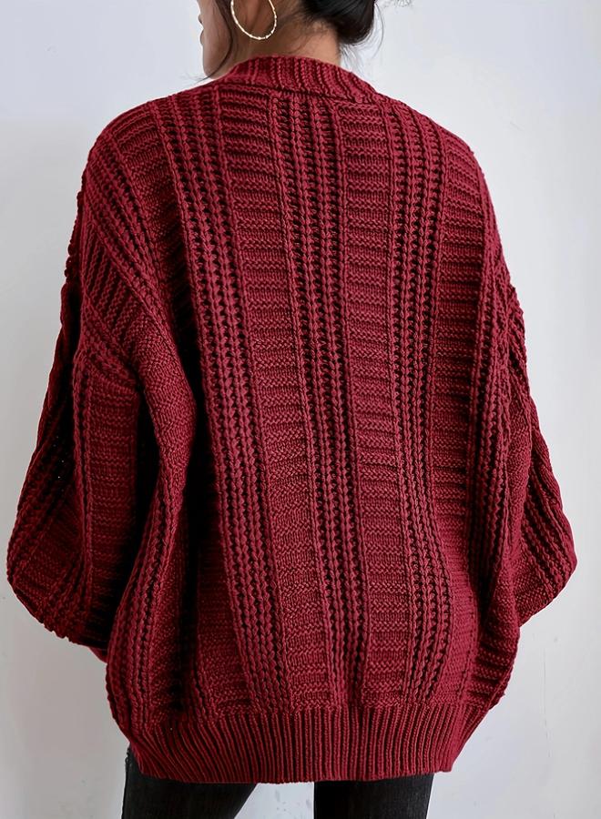 Take Two Plus Size Button Front Cable Knit Cardigan - Image 3